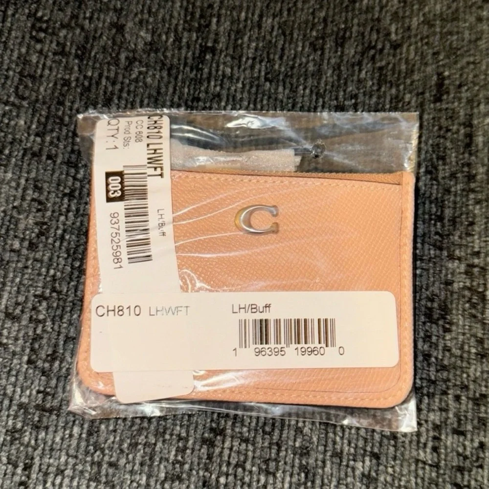 Coach Mini Skinny ID Card Case Wallet in Silver/Buff Tan Crossgrain Leather NWT - Picture 7 of 15